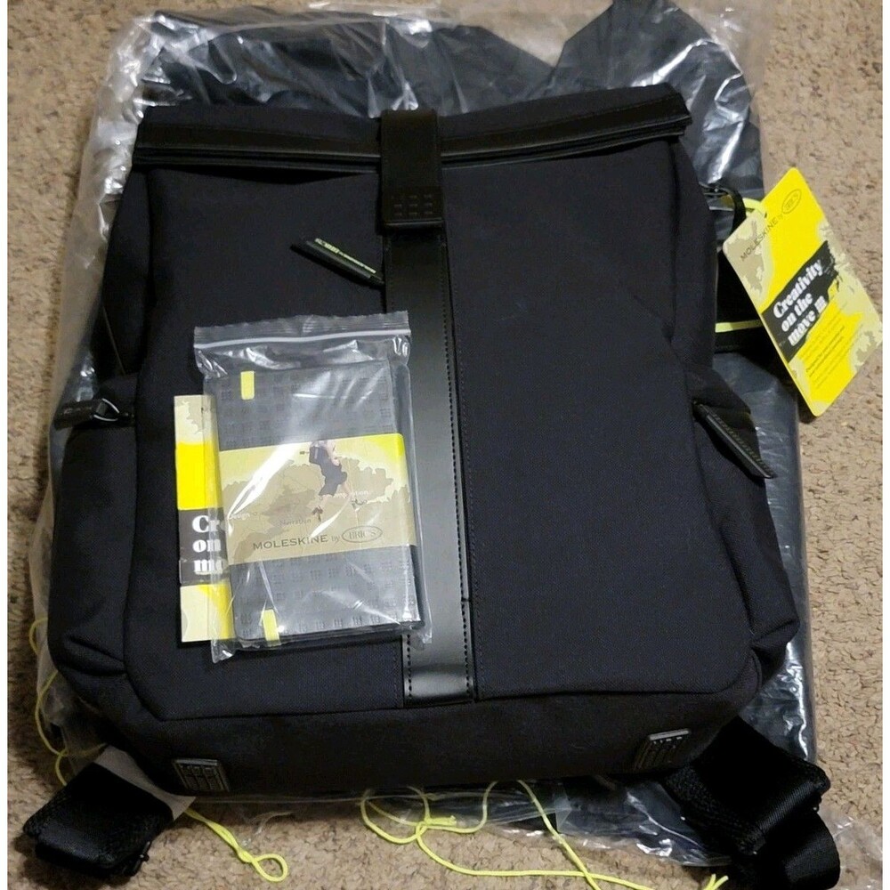 Bric's Moleskine Classic Tablet Business Laptop Roll-Top Backpack Notebook Black